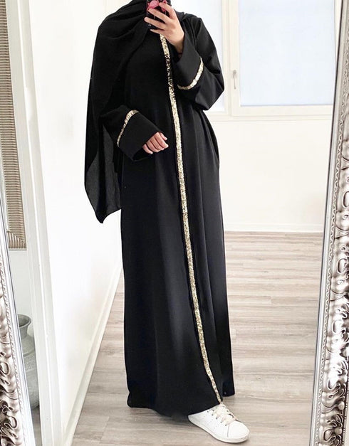 Women's Solid Color Puff Sleeve Maxi Abaya